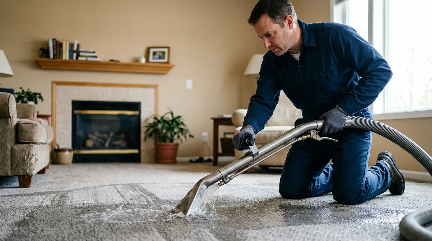 Water damage restoration technician working near Mount Pleasant, IA